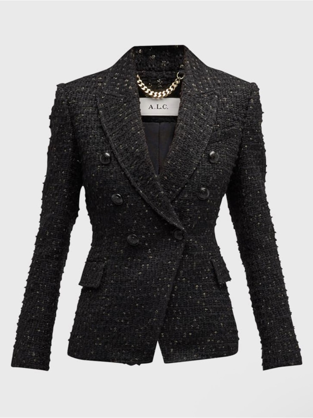 A.L.C. Women's Black Tweed Double-Breasted Blazer NWT Size 4